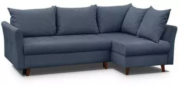 Beautysofa Neron Ecksofa mit Schlaffunktion & 2 Bettkästen, L-Form rechts, Dunkelblau, Wenge-Füße (Gemma 79)