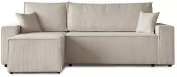 Beautysofa Hektor Ecksofa L-Form mit Schlaffunktion und Bettkasten, Cord, Beige (Poso 100)