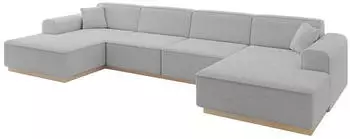 ALTDECOR IREA-U2 Wohnlandschaft U-Form 6-Sitzer Textil Hellgrau 386x165x80cm (IREA-U2)