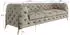 S-Style Möbel Chesterfield-Sofa Nova 3-Sitzer Samt, Creme, Goldene Metallfüße (243x75x100cm)