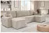 Beautysofa Hektor U Wohnlandschaft mit Schlaffunktion & Bettkasten, Cordstoff, Hellbeige (Poso 100)