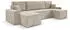 Beautysofa Hektor U Wohnlandschaft mit Schlaffunktion & Bettkasten, Cordstoff, Hellbeige (Poso 100)