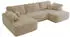 MKS Meble CUBO U Wohnlandschaft U-Form Schlaffunktion Bettkasten, Creme Plüsch, 370x187x100cm