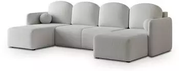 Masseno NUBERO Ecksofa U-Form Boucl&eacute; hellgrau mit Schlaffunktion & Bettkasten (NUBERO QUELLE 83)