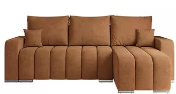 MKS Meble Kirasso L Ecksofa mit Schlaffunktion und Bettkasten, L-Form, Orange (Kirasso L)