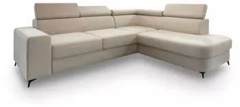 Masseno Alvoro R-S Ecksofa L-Form Velours Creme mit Schlaffunktion & Bettkasten (ALVORO R-S MATT VELVET 06)