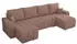 MKS Meble Kirasso U Ecksofa U-Form mit Schlaffunktion und Bettkasten, Bouclé, Rosa