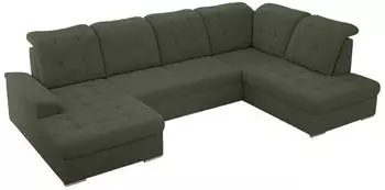 MKS Meble Madrito U Wohnlandschaft U-Form Schlaffunktion Bettkasten Gr&uuml;n Boucl&eacute;