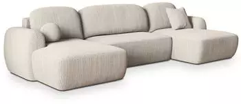Masseno Savona P Wohnlandschaft U-Form Schlaffunktion Creme (SAVONA P POSO 100)