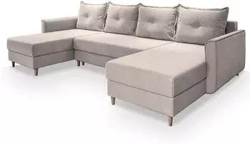 Masseno VERNI Ecksofa U-Form Schlaffunktion Bettkasten Beige (VERNI PAROS 02)