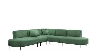 Fun M&ouml;bel Valencia Ecksofa Stoff Noel, Gr&uuml;n, U-Form