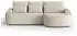 Beautysofa Olivio Ecksofa L-Form mit Schlaffunktion, Bouclé, Beige, Ottomane rechts