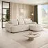 Beautysofa Olivio Ecksofa L-Form mit Schlaffunktion, Bouclé, Beige, Ottomane rechts