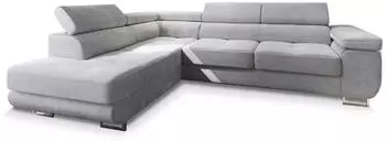 Masseno Apiro L-S Ecksofa L-Form Kordstoff Hellgrau mit Schlaffunktion & Bettkasten, 276x202cm (APIRO L-S)