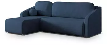 Masseno Marello Ecksofa L-Form mit Schlaffunktion & Bettkasten, Blau (MARELLO NEVE 77)