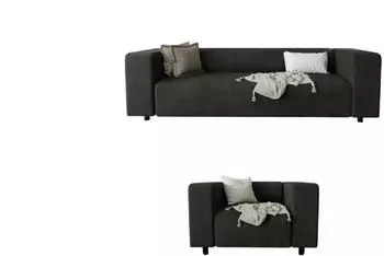 S-Style M&ouml;bel Oskar Polstergarnitur 3+1 Cord-Stoff, Schwarz, 175x65x80cm