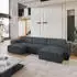 Masseno FENTO Wohnlandschaft U-Form Kordstoff Grau Schlaffunktion (FENTO TILIA 85)