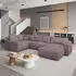 Masseno VELAMI L-S Ecksofa U-Form mit Schlaffunktion & Bettkasten, Kordstoff, Lila (VELAMI L-S POSO 130)