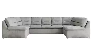 MKS Meble Comodo U Wohnlandschaft U-Form mit Schlaffunktion, Hellgrau, 340x93x206cm