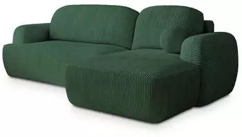 Masseno Modenza P R-S Ecksofa L-Form mit Schlaffunktion & Bettkasten, Kordstoff, Gr&uuml;n (MODENZA P R-S POSO 14)
