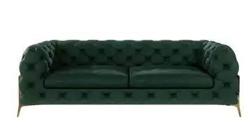 S-Style M&ouml;bel Chesterfield Sofa 3-Sitzer Samt Smaragdgr&uuml;n 225x100x75cm