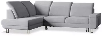 Masseno LERMA L-S Ecksofa L-Form mit Schlaffunktion & Bettkasten, Hellgrau (LERMA L-S MONOLITH 84)