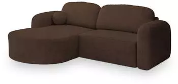 Masseno Amilia L-S Ecksofa L-Form Boucle-Stoff Braun mit Schlaffunktion (AMILIA L-S QUELLE 25)