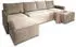 Masseno TRES Wohnlandschaft U-Form Kordstoff Beige Schlaffunktion (TRES POSO 02)