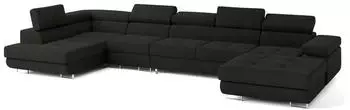 Masseno VELORA L-S Wohnlandschaft U-Form Schlaffunktion Schwarz (VELORA L-S MONOLITH 95)