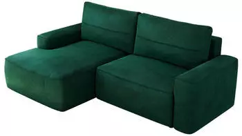 MKS Meble Belluno Ecksofa L-Form mit Schlaffunktion und Bettkasten, Velvet Dunkelgr&uuml;n (Belluno)