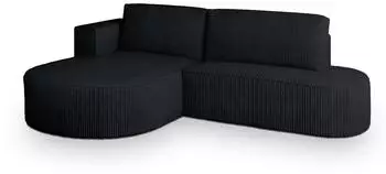 Masseno CORTIO P L-S Ecksofa L-Form mit Schlaffunktion & Bettkasten, Schwarz (CORTIO P L-S POSO 135)