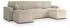 Masseno PESANO T Wohnlandschaft U-Form Kordstoff Creme Schlaffunktion (PESANO T TILIA 03)