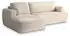 Masseno SENTI P L-S Ecksofa L-Form mit Schlaffunktion & Bettkasten, Kordstoff, Creme (SENTI P L-S POSO 100)