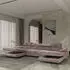 Masseno Detti Ecksofa U-Form Velours Lila mit Schlaffunktion & Bettkasten (DETTI MONOLITH 62)