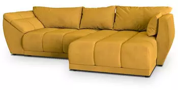 Masseno Orenti R-S Ecksofa L-Form mit Schlaffunktion & Bettkasten, Gelb, Velours (ORENTI R-S MATT VELVET 48)