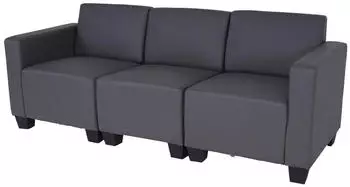MCW Moncalieri-3 Modulares 3-Sitzer Sofa Kunstleder, dunkelgrau (Moncalieri-3)