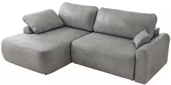 MKS Meble Cubo Ecksofa L-Form mit Schlaffunktion und Bettkasten, Hellgrau Velvet, 273x187cm
