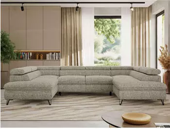 MKS Meble Pablo U Ecksofa U-Form Schlaffunktion Bettkasten Beige (PABLO U)