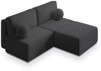Masseno Varna P Ecksofa L-Form mit Schlaffunktion & Bettkasten, Kordstoff Graphit (VARNA P POSO 34)