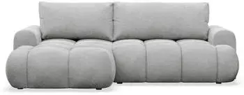 Selsey Ombo Mini Ecksofa mit Schlaffunktion & Bettkasten, Boucl&eacute;, Hellgrau, L-Form links, 246x155cm