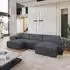 Masseno FENTO Wohnlandschaft U-Form Kordstoff Graphit Schlaffunktion (FENTO TILIA 90)