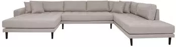 ebuy24 Lido U-Sofa Linke Seite Offen 4 Kissen, Braun (46-1301476)