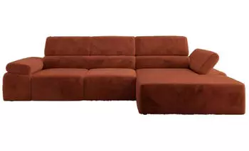 MKS Meble Rilasso Ecksofa L-Form elektrische Relaxfunktion, Orange Pl&uuml;sch (RILASSO L)