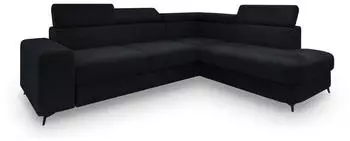 Masseno Alvoro R-S Ecksofa L-Form Boucl&eacute;-Stoff Schwarz mit Schlaffunktion & Bettkasten (ALVORO R-S QUELLE 100)