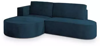 Masseno Cortio M L-S Ecksofa L-Form mit Schlaffunktion & Bettkasten, Blau Velours (CORTIO M L-S MONOLITH 77)
