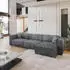Masseno TOLMO P Ecksofa L-Form Schlaffunktion Kordstoff Grau (TOLMO P POSO 60)
