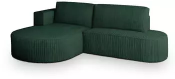 Masseno Cortio P L-S Ecksofa L-Form mit Schlaffunktion & Bettkasten, Kordstoff, Gr&uuml;n (CORTIO P L-S POSO 14)