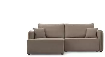 Selsey Kassian Ecksofa mit Schlaffunktion & Bettkasten, Strukturstoff, hellbraun, links (227x147cm)