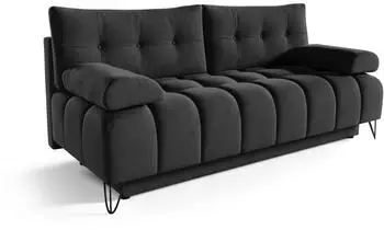 Beautysofa Bergen 3-Sitzer Schlafsofa mit Bettkasten, Veloursstoff, Anthrazit