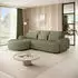 Beautysofa Olivio Ecksofa L-Form mit Schlaffunktion, Bouclé, Grün, Ottomane links (Olivio)